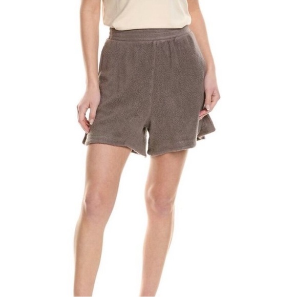 NWT Stateside Sherpa 2-Piece Lounge Set Walnut Brown Top M Shorts L Cozy Fleece - Picture 6 of 13